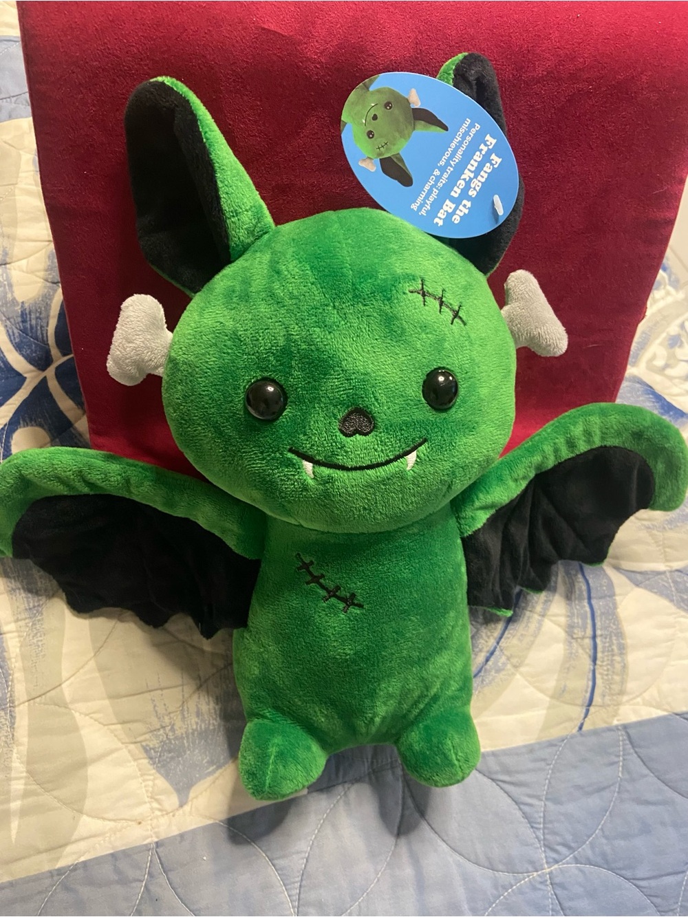 SEND-A-FRIEND Green FANGS THE FRANKEN-BAT Halloween Plush Doll